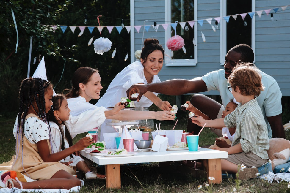 family dining outside